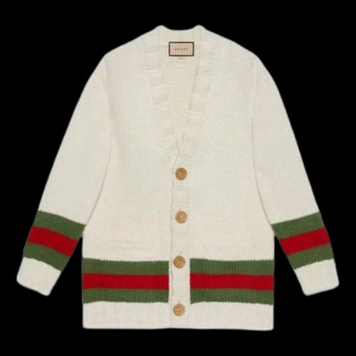Gucci Wool Cardigan With Web 'Beige'