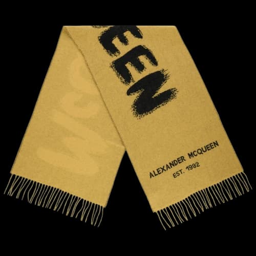 Alexander McQueen Sun Black Alexander McQueen Graffiti Wool Scarf