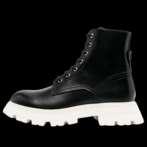 Alexander McQueen Leather Ankle Boots 'Black White' (Women's)