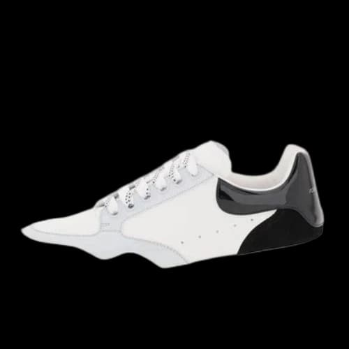 Alexander McQueen Court Leather Sneakers 'White Black Grey' (Women's)
