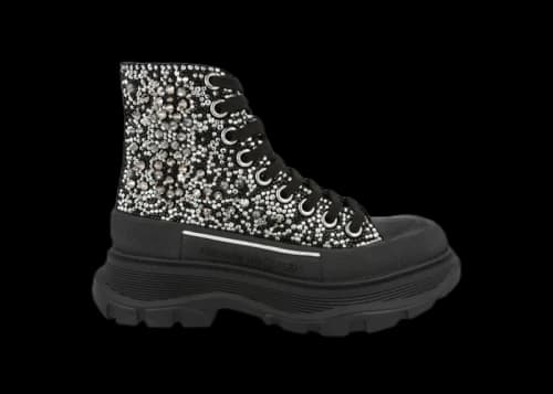 Alexander McQueen Tread Slick Boot Black Silver Crystal (Women's)