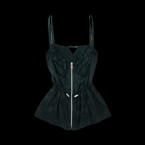 Bottega Veneta Sleeveless Cupro Bustier Top 'Green'
