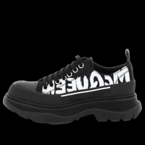 Alexander McQueen Tread Slick Low Lace Up Graffiti Shoes 'Black White' (Women's)