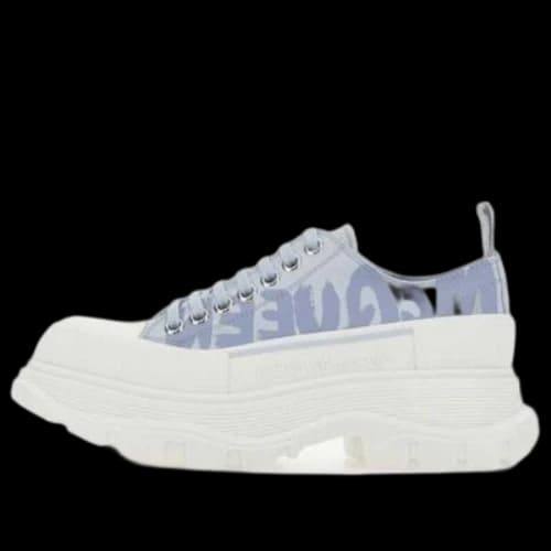 Alexander McQueen Tread Slick Low Lace Up Graffiti Shoes 'Blue White' (Women's)