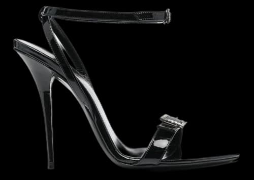 Saint Laurent Gippy Buckled Sandal Heels Black Leather