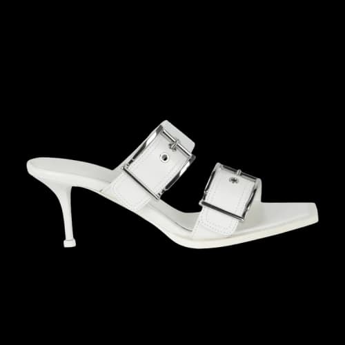 Alexander McQueen Double Buckle Punk Mules Ivory (Women's)