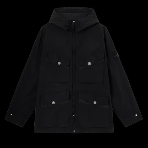 Stone Island Hooded Long Coat Compact Touch Poly TC 'Black'