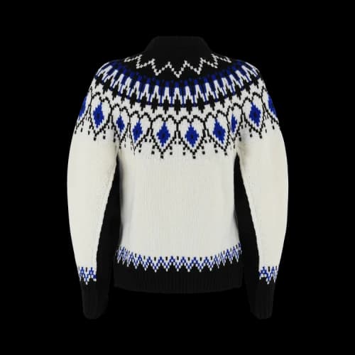Alexander McQueen Women's Fair Isle Knit Sweater Ivory Blue