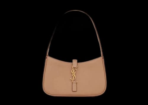 Saint Laurent Le 5 A 7 Mini Hobo Bag In Vegetable-Tanned Leather Brown Gold