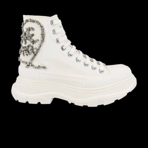 Alexander McQueen Tread Slick Boot 'White Silver Crystal' (Women's)