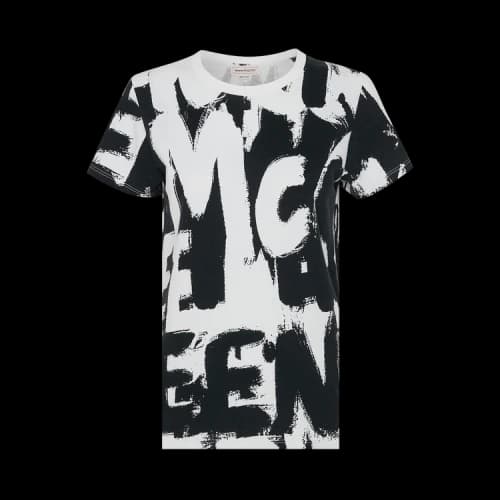 Alexander McQueen Allover Grafitti T-Shirt 'White/Black'