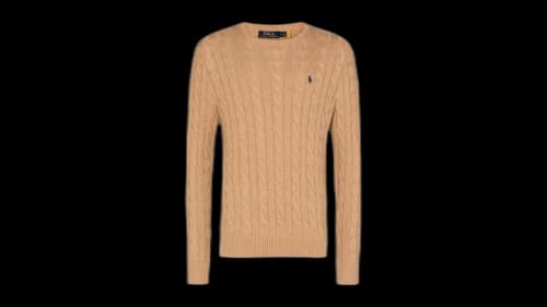 Polo Ralph Lauren Long Sleeve Knit Crewneck Sweater Camel Melange