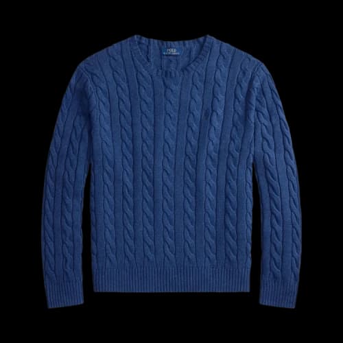 Polo Ralph Lauren Long-Sleeve Cable Knit Crewneck Sweater 'Rustic Navy Heather'