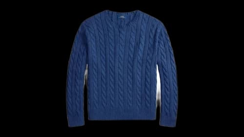 Polo Ralph Lauren Long Sleeve Cotton Cable Knit Crewneck Sweater Rustic Navy Heather/Navy
