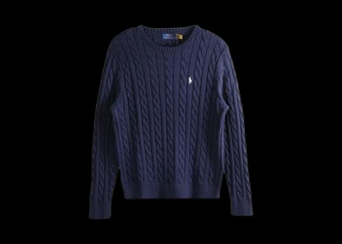Polo Ralph Lauren Long Sleeve Cotton Cable Knit Crewneck Sweater Bright Navy