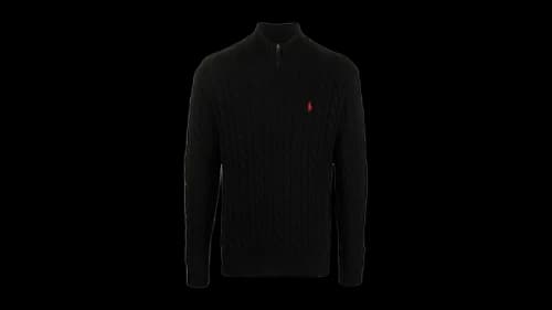 Polo Ralph Lauren Long-Sleeve Cotton Cable Knit 1/2 Zip Sweater Black