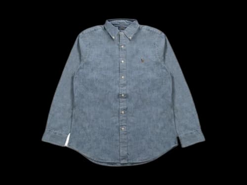 Polo Ralph Lauren Long-Sleeve Indigo Chambray Sport Shirt Medium Indigo