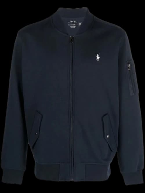 Polo Ralph Lauren Long Sleeve Double Knit Tech Full Zip Bomber Jacket Aviation Navy