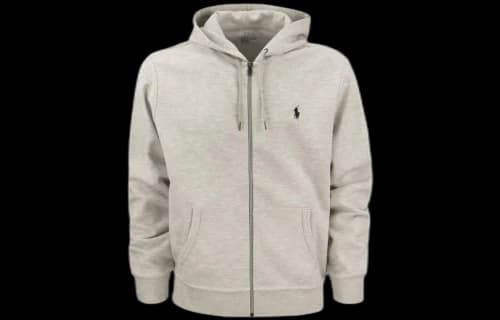 Polo Ralph Lauren Men Double Knit Zip-Up Hoodie Light Sport Heather/Navy
