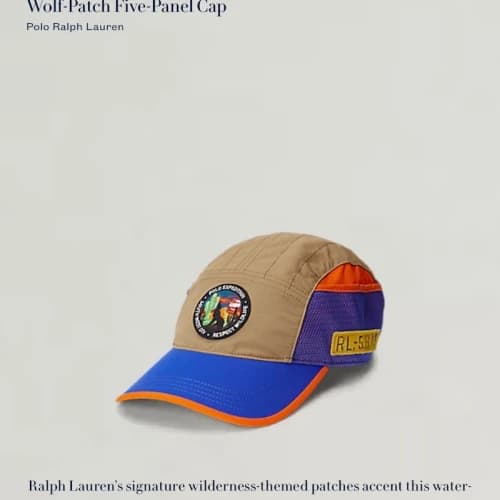 Polo Ralph Lauren Wolf-Patch Five-Panel Cap Khaki/Royl