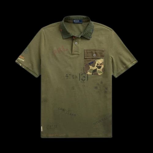 Polo Ralph Lauren Classic Fit Mesh Graphic Polo Shirt 'Olive'