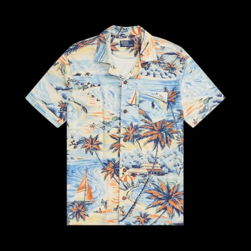 Polo Ralph Lauren Custom Slim Tropical Print Terry Shirt 'Hawaiian Beach Bazaar'