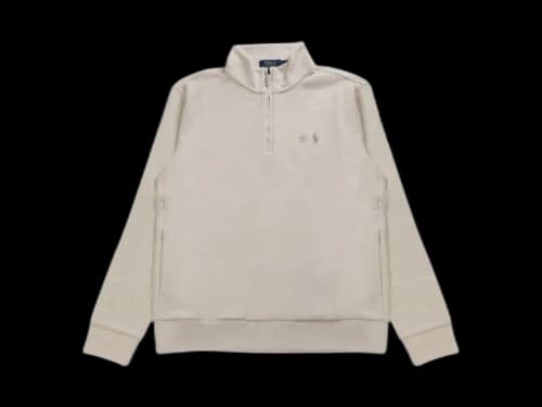 Polo Ralph Lauren Long-Sleeve Loopback Terry 1/2 Zip W/On-Seam Pockets Sweatshirt Antique Cream