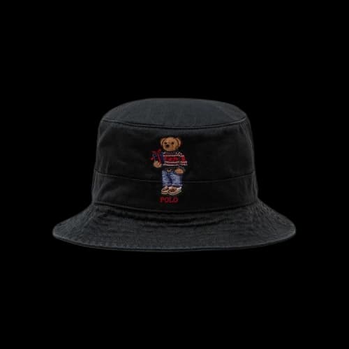 Polo Ralph Lauren Loft Bucket Hat With Novelty Bear 'Polo Black'