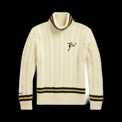 Polo Ralph Lauren Cable Knit Wool Blend Turtleneck Sweater 'Cream'