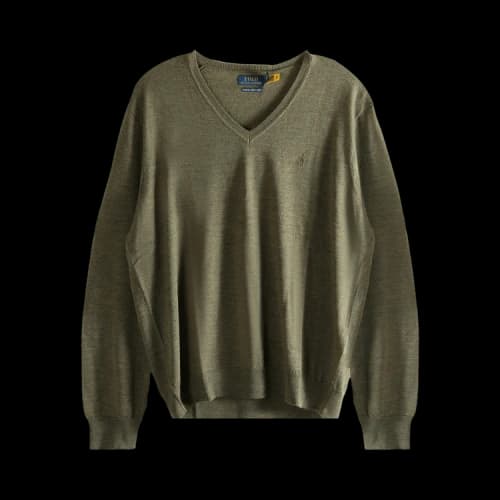 Polo Ralph Lauren Long-Sleeve Merino V Neck Sweater 'Cargo Olive Heather'