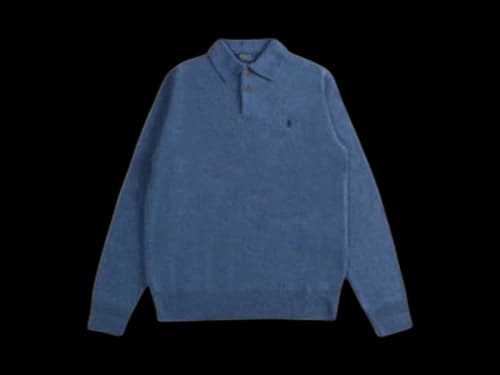 Polo Ralph Lauren Wool Blend Long Sleeve Polo Blue