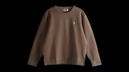 Polo Ralph Lauren Long-Sleeve Double Knit Tech Crewneck Sweatshirt Nutmeg Brown Heather