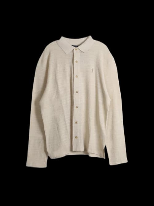 Polo Ralph Lauren Long Sleeve Cotton Blend Placket Cardigan Sweater Newstone