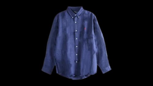 Polo Ralph Lauren Long-Sleeve Piece Dye Linen Sport Shirt New Classic Navy