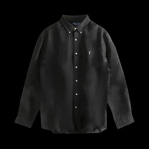 Polo Ralph Lauren Short-Sleeve Piece Dye Linen Sport-Shirt 'Black'