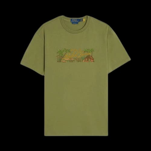 Polo Ralph Lauren Jersey Knit Artisinal Embroidered Logo Short-Sleeve 'Tree Green'