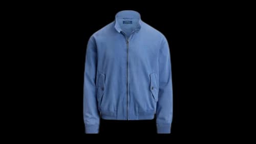 Polo Ralph Lauren Long-Sleeve Montauk Chino Bedford Knit Rib Lined Windbreaker Delta Blue
