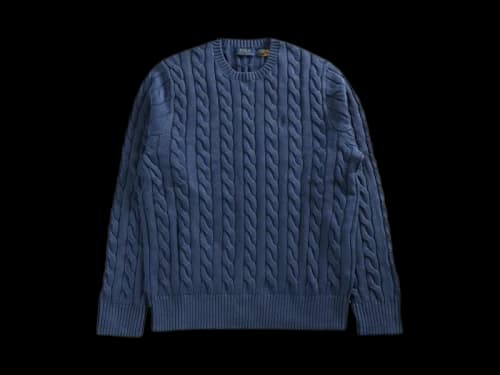 Polo Ralph Lauren Long-Sleeve Garment-Dyed Cotton Driver Cable Knit Sweater Navy Gmd