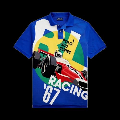 Polo Ralph Lauren Short-Sleeve Mesh Polo Shirt 'Racing 67 Poster Print'
