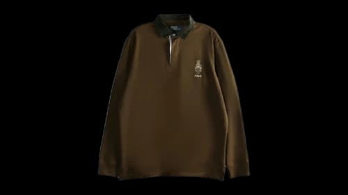 Polo Ralph Lauren Long Sleeve Jersey Novelty Bear Rugby Shirt Branch Brown Heritage Bear