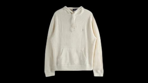 Polo Ralph Lauren Long-Sleeve Cotton Wool Textured Hooded Pullover Sweater Andover Cream