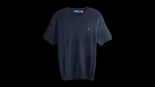 Polo Ralph Lauren Short-Sleeve Cotton Rib Stitch Crewneck Pullover Sweater Hunter Navy
