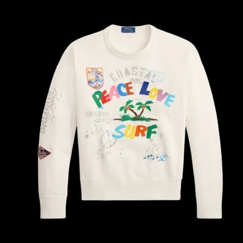 Polo Ralph Lauren Long-Sleeve Seasonal Fleece Print And Stitch Crewneck Sweatshirt 'Nevis'