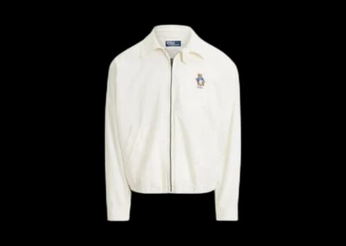 Polo Ralph Lauren Long-Sleeve Big Fit Piece-Dyed Twill Novelty Bear Windbreaker Paper White