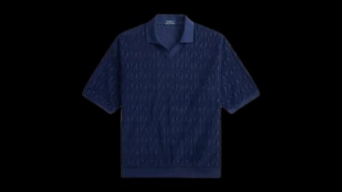 Polo Ralph Lauren Short-Sleeve Relaxed Fit Cable Terry Johnny Collar Polo Newport Navy