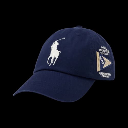 Polo Ralph Lauren Cotton Twill Sport Cap W/ Embroidered Big Polo Pony 'Newport Navy'