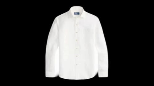Polo Ralph Lauren Long-Sleeve Custom Fit Garment-Dyed Slubby Linen Sport Shirt Ceramic White