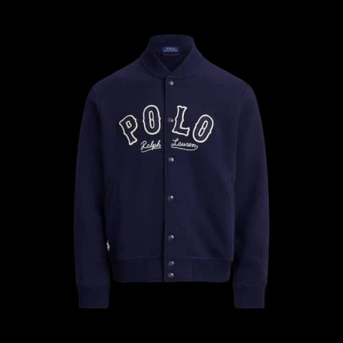 Polo Ralph Lauren Long Sleeve Rl Fleece Graphic Polo Chain Stitched Basketball Jacket 'Cruise Navy'