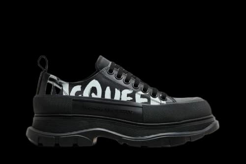 Alexander McQueen Tread Slick Lace-Up 'Graffiti Logo - Black White'