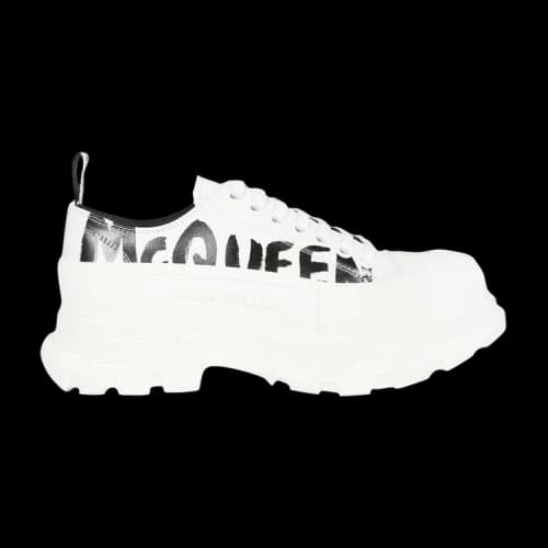 Alexander McQueen Tread Slick Lace-Up 'Graffiti Logo - White Black'